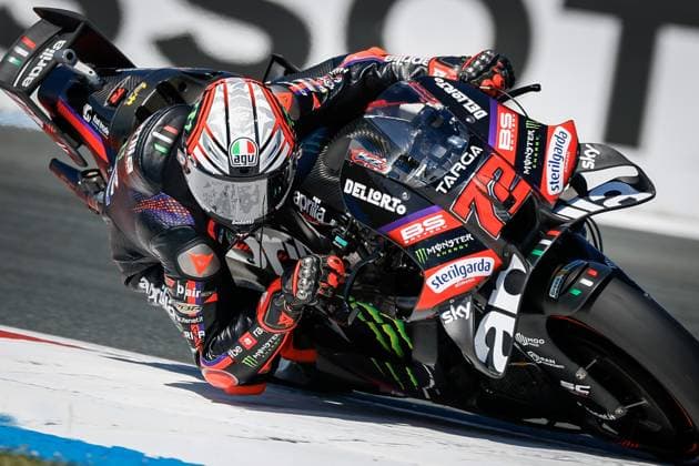 ASSEN - Marco Bezzecchi (ITA) on his Aprilia during Moto GP practice ahead of the 95th edition of the Assen TT. VINCENT JANNINK ANP xVIxANPxSportx xxANPxIVx 562043296 originalFilename: 562043296.jpg