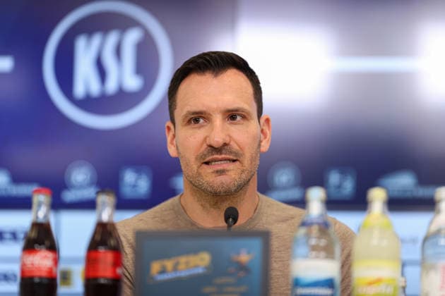 Mario Eggimann (Karlsruher SC, Geschaeftsfuehrer bei der Vorstellung von Maximilian Senft (Karlsruher SC, Chef-Trainer), Karlsruher SC Fussball, 2. Bundesliga, Trainervorstellung, 2026 2027, 26.06.2026, DFL REGULATIONS PROHIBIT ANY USE OF PHOTOGRAPHS AS IMAGE SEQUENCES AND OR QUASI-VIDEO, Karlsruher SC Fussball, 2. Bundesliga, Trainervorstellung, 2026 2027, 26.06.2026 Karlsruhe *** Mario Eggimann, Karlsruher SC, Managing Director of Sports, at the presentation of Maximilian Senft, Karlsruher SC, Head Coach, Karlsruher SC Soccer, 2. Bundesliga, Coach Presentation, 2026–2027, June 26, 2026, DFL regulations prohibit any use of photographs as image sequences and or quasi-video, Karlsruher SC Soccer, 2. Bundesliga, Coach Presentation, 2026–2027, June 26, 2026, Karlsruhe Copyright: xEibner-Pressefoto JanxPrihodax EP_JPA