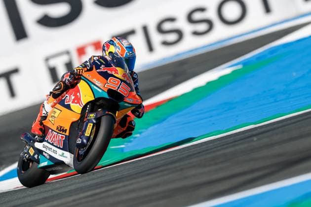 ASSEN - Collin Veijer (NED) on his Kalex during Moto2 practice ahead of the 95th edition of the TT of Assen. VINCENT JANNINK ANP xVIxANPxSportx xxANPxIVx 562044481 originalFilename: 562044481.jpg