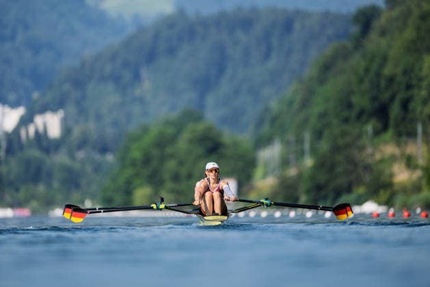 LUCERNE, SWITZERLAND - JUNE 26: Kathrin Marchand and Valentin Luz of Germany competing in the Pr3 Mixed Double Sculls during the Lucerne Regatta - World Rowing Cup III at the Rotsee on June 26, 2026 in Lucerne, Switzerland. Lucerne Switzerland Copyright: xBEAUTIFULxSPORTS TobiasxLacknerx