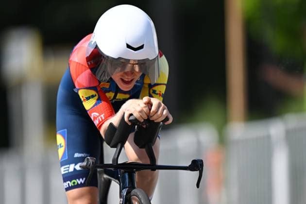 Elite Women Margot Vanpachtenbeke pictured in action the women s elite individual road time trial race (20,5km) at the Belgian Cycling Championships, in Maarkedal, on Friday 26 June 2026. DAVIDxPINTENS  x179380745x