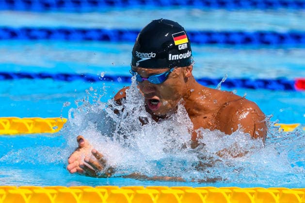 Melvin Imoudu of Germany competes in the 50m Breaststroke Men Heats during the 62nd Settecolli swimming meeting at Stadio del Nuoto in Rome (Italy), June 26, 2026. andreaxstaccioli