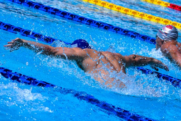 Apostolos Papastamos of Greece 100m Butterfly Men Heats during the 62nd Settecolli swimming meeting at Stadio del Nuoto in Rome (Italy), June 26, 2026. ElisaxStaccioli