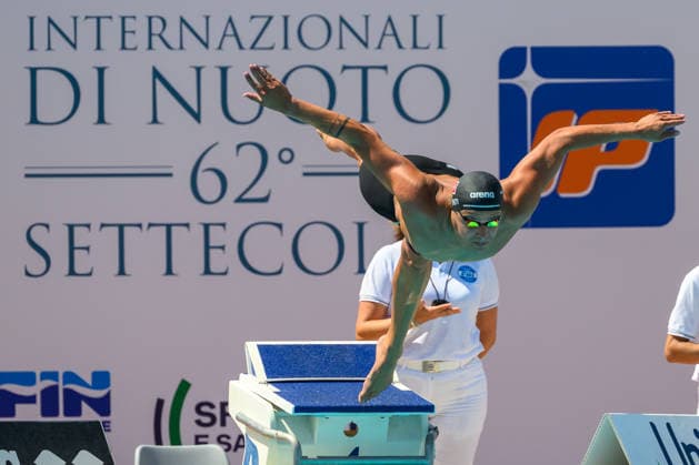 Noe Ponti of Switzerland competes in the 100m Butterfly Men Heats during the 62nd Settecolli swimming meeting at Stadio del Nuoto in Rome (Italy), June 26, 2026. andreaxstaccioli
