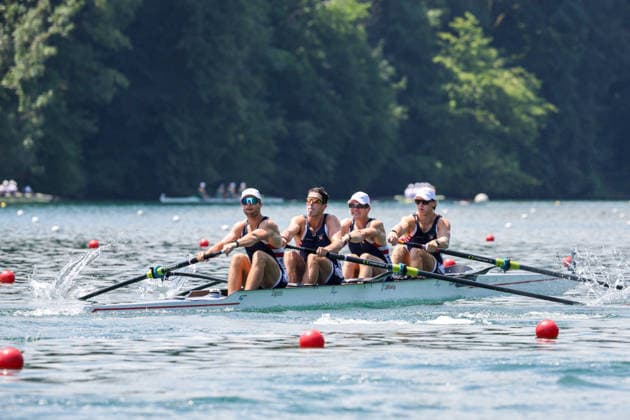 RECORD DATE NOT STATED 26th June 2026; Lucerne, Switzerland; World Rowing Cup Day One; the United States - Mens Four (M4-) - Heat 1 AnthonyxBenoit