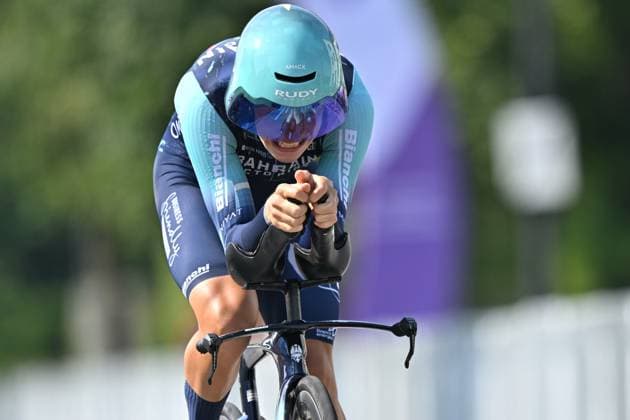 Elite Men Vlad Van Mechelen pictured in action during the men s elite individual road time trial race (41,5km) at the Belgian Cycling Championships, in Maarkedal, on Friday 26 June 2026. DAVIDxPINTENS  x179396314x