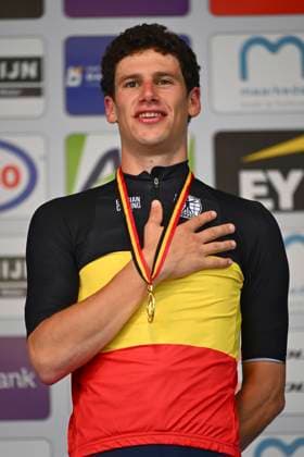 Belgian 2026 National Championship Maarkedal 26 06 2026 MAARKEDAL, BELGIUM - JUNE 26 : Segaert Alec of Bahrain Victorious pictured during the podium ceremony of the Men Elite Individual Time Trial of the 2026 Belgian National Championships 00st edition an UCI National Championships cycling race of 40 km with start in Maarkedal and finish in Maarkedal on June 26, 2026 in Maarkedal, Belgium, 26 06 2026 Maarkedal Belgium  Copyright: xVincentxKalutx