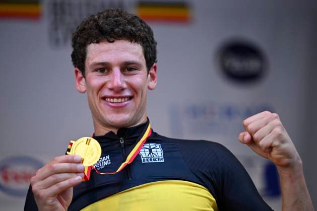 Belgian 2026 National Championship Maarkedal 26 06 2026 MAARKEDAL, BELGIUM - JUNE 26 : Segaert Alec of Bahrain Victorious pictured during the podium ceremony of the Men Elite Individual Time Trial of the 2026 Belgian National Championships 00st edition an UCI National Championships cycling race of 40 km with start in Maarkedal and finish in Maarkedal on June 26, 2026 in Maarkedal, Belgium, 26 06 2026 Maarkedal Belgium  Copyright: xVincentxKalutx