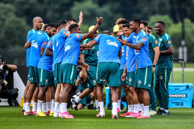 Brazilian Team celebrates Igor Thiago for his birthday at their New Jersey base the Columbia Park Training Facility in Morristown, NJ, United States. (Photo by Rebekah Wynkoop SPP)  Copyright: xRebekahxWynkoop SPPx Sportspressphoto_SPR177438