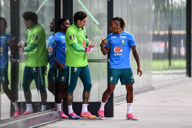 Ederson and Danilo enter training at their New Jersey base the Columbia Park Training Facility in Morristown, NJ, United States. (Photo by Rebekah Wynkoop SPP)  Copyright: xRebekahxWynkoop SPPx Sportspressphoto_SPR177441