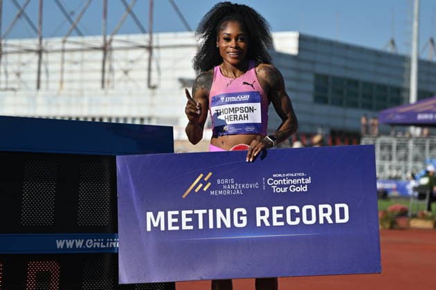 Zagreb, 260626. Sportski park Mladost. Zagreb Meeting, 76th Boris Hanzekovic memorial. In the photo: Elaine Thompson-Herah, winner. Photo: Damir Krajac CROPIX Zagreb Croatia Copyright: xxDamirxKrajacx dk_zagreb_meeting110-260626