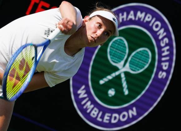 Belgian Elise Mertens pictured in action during the afternoon training session during the preparations ahead of the Wimbledon grand slam tennis tournament in London, Britain, Friday 26 June 2026. The main tournament is starting on Monday 29th June. BENOITxDOPPAGNE  x179416291x