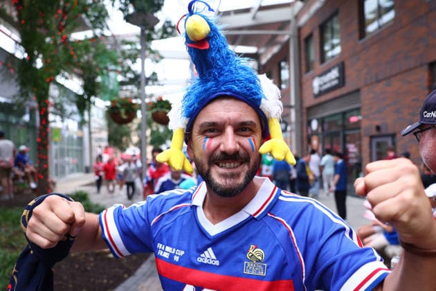 Foxborough, USA, 26th June 2026. France fan before the Norway vs France FIFA World Cup, WM, Weltmeisterschaft, Fussball match at Gillette Stadium, Foxborough. Picture credit should read: Paul Terry Sportimage EDITORIAL USE ONLY. No use with unauthorised audio, video, data, fixture lists, club league logos or live services. Online in-match use limited to 120 images, no video emulation. No use in betting, games or single club league player publications. SPI_019_PT_Norway_France SPI-4842-0019