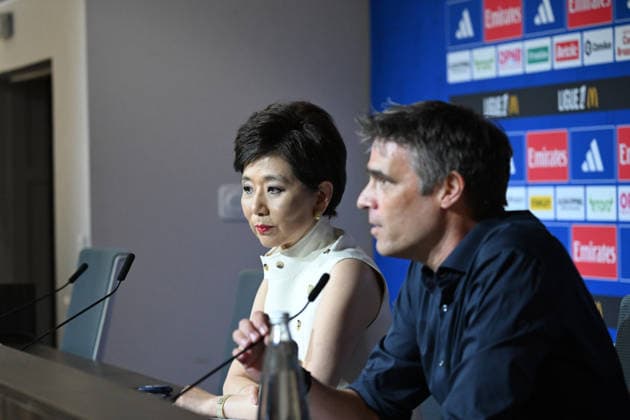Footbal : Olympique Lyonnais - press conference, PK, Pressekonferenz - Michele Kang A few days after appearing before the DNCG and the announcement of Michele Kang™s takeover, OL held a press conference featuring American Michele Kang President of Olympique Lyonnais alongside General Manager Michael Gerlinger. Lyon, June 26, 2026. LYONFrance  Copyright: xMouradxAllilix