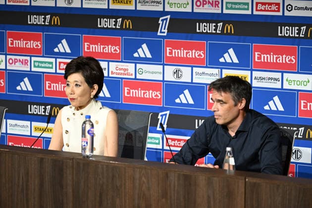 Footbal : Olympique Lyonnais - press conference, PK, Pressekonferenz - Michele Kang A few days after appearing before the DNCG and the announcement of Michele Kang™s takeover, OL held a press conference featuring American Michele Kang President of Olympique Lyonnais alongside General Manager Michael Gerlinger. Lyon, June 26, 2026. LYONFrance  Copyright: xMouradxAllilix