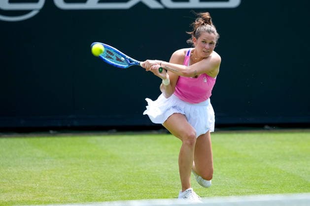 Lexus Eastbourne Open - Day Five Miriam Skoch (CZE) plays with partner Jesika Maleckova (CZE) during their semifinal doubles match against Isabelle Haverlag (NED) and Maia Lumsden (GBR) at the 2026 Lexus Eastbourne Open Women s tennis tournament at the Devonshire Park Lawn Tennis Club in Eastbourne, England, on June 26, 2026. Eastbourne United Kingdom  Copyright: xOwenxHammondx originalFilename:hammond-2026lexu260626_npP3F.jpg
