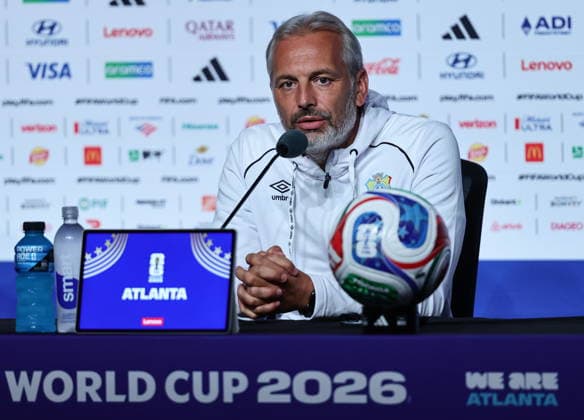 FIFA World Cup, WM, Weltmeisterschaft, Fussball 2026 - DR Congo press conference, PK, Pressekonferenz The Democratic Republic of the Congo™s national soccer team head coach Sebastien Desabre attends a press conference in Atlanta, Georgia, USA, 26 June 2026. DR Congo will face Uzbekistan on 27 June in a FIFA World Cup 2026 group K match. ATLANTA United States  Copyright: xRONALDxWITTEKx