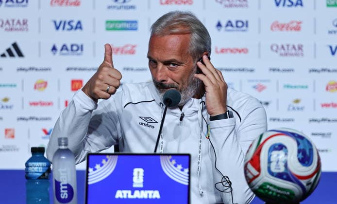 FIFA World Cup, WM, Weltmeisterschaft, Fussball 2026 - DR Congo press conference, PK, Pressekonferenz The Democratic Republic of the Congo™s national soccer team head coach Sebastien Desabre attends a press conference in Atlanta, Georgia, USA, 26 June 2026. DR Congo will face Uzbekistan on 27 June in a FIFA World Cup 2026 group K match. ATLANTA United States  Copyright: xRONALDxWITTEKx