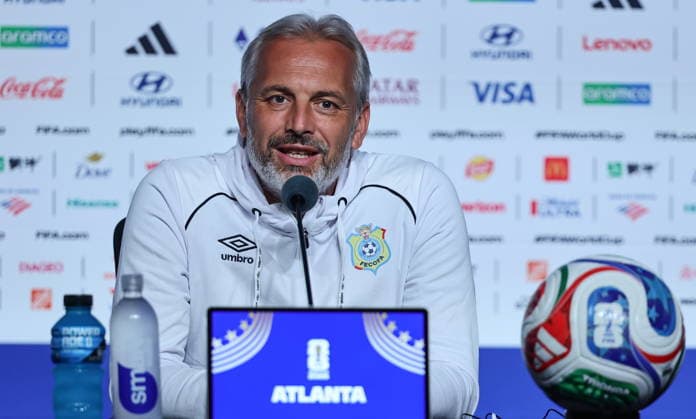 FIFA World Cup, WM, Weltmeisterschaft, Fussball 2026 - DR Congo press conference, PK, Pressekonferenz The Democratic Republic of the Congo™s national soccer team head coach Sebastien Desabre attends a press conference in Atlanta, Georgia, USA, 26 June 2026. DR Congo will face Uzbekistan on 27 June in a FIFA World Cup 2026 group K match. ATLANTA United States  Copyright: xRONALDxWITTEKx