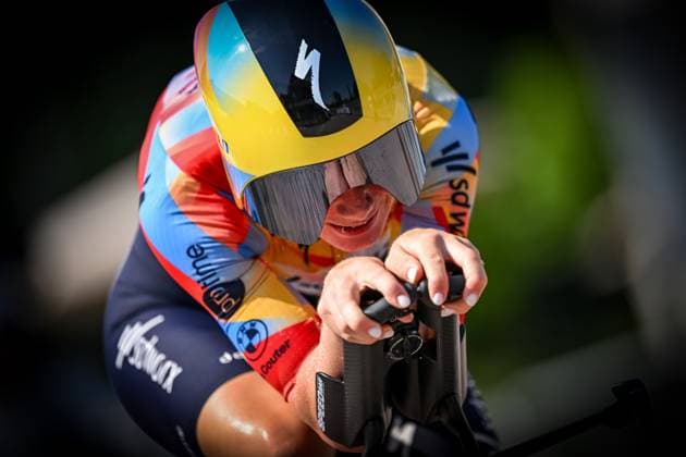 Elite Women Lotte Kopecky pictured in action during the women s elite individual road time trial race (20,5km) at the Belgian Cycling Championships, in Maarkedal, on Friday 26 June 2026. DAVIDxPINTENS  x179435584x