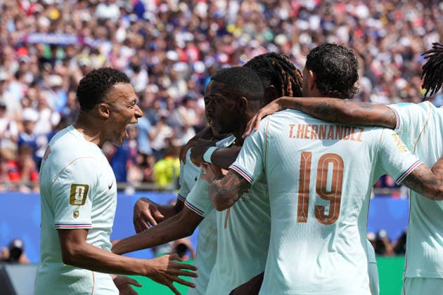 celebrate the goal, Torjubel zum 1:0 Ousmane Dembele (Frankreich, France, 7) - Boston 26.06.2026: Frankreich vs. Norwegen, Gilette Stadium, World Cup 26 Gruppe I, 3. Spieltag *** celebrate the goal, goal celebration for the 1-0 by Ousmane Dembélé, France, June 26, 2026, France vs. Norway, Gilette Stadium, World Cup Group I, Matchday 3