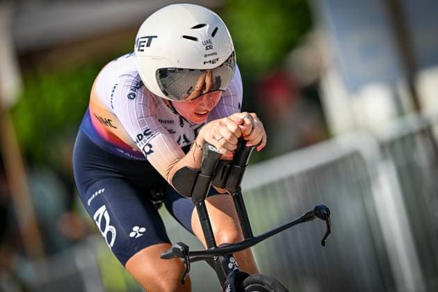 Elite Women Febe Jooris pictured in action during the women s elite individual road time trial race (20,5km) at the Belgian Cycling Championships, in Maarkedal, on Friday 26 June 2026. DAVIDxPINTENS  x179435593x