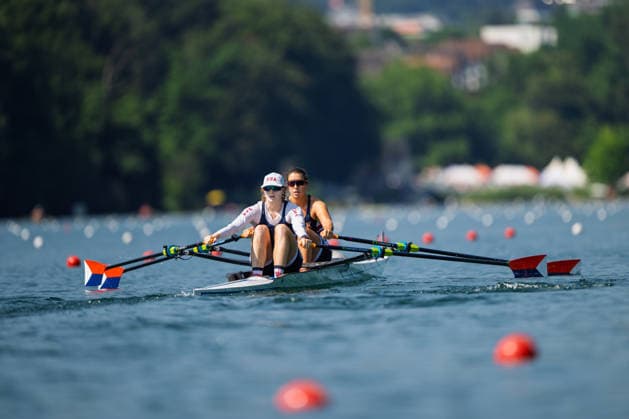 LUCERNE, SWITZERLAND - JUNE 26: Evan Park and Isabela Darvin of the United States competing in the Women s Double Sculls during the Lucerne Regatta - World Rowing Cup III at the Rotsee on June 26, 2026 in Lucerne, Switzerland. Lucerne Switzerland Copyright: xBEAUTIFULxSPORTS TobiasxLacknerx