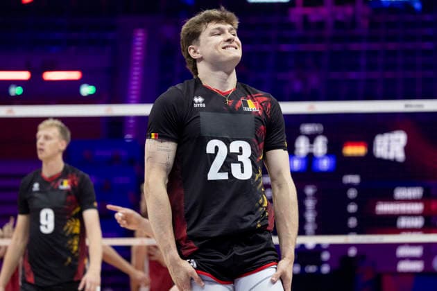 VNL Belgium - Germany 26.06.2026 volleyball, Gliwice , Arena Pre Zero , Mens Volleyball Nations League 2026 FIVB VNL (siatkowka, Liga Narodow, Belgia - Niemcy ), game , match Belgium - Germany image shows: Pierre Perin photo Katarzyna Plewczynska Fotostyk Copyright: xKatarzynaxPlewczynskax 20260626KAPL3053