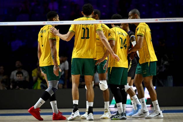 LJUBLJANA, SLOVENIA - JUNE 26: Team Brazil during the FIVB Men s Volleyball Nations League match between Brazil and Italy at Arena Stozice, Ljubljana on June 26, 2026 in Ljubljana, Slovenia. (Photo by Igor Kupljenik Sports Press Photo).  Copyright: xIgorxKupljenikx xSPPx Sportspressphoto_SPR177549