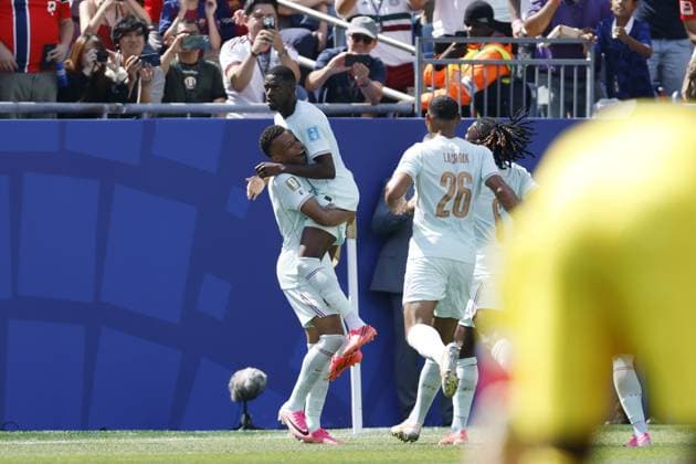 FOXBOROUGH - (LR) Kylian Mbappe of France, Ousmane Dembele of France celebrate the 1-3 during the FIFA 2026 World Cup Group I match between Norway and France at Boston Stadium on June 26, 2026, in Foxborough, United States. MAURICE VAN STEEN ANP FIFA World Cup, WM, Weltmeisterschaft, Fussball 2026 2026 xVIxANPxSportx xMauricexvanxSteenxIVx 562092440 originalFilename: 562092440.jpg