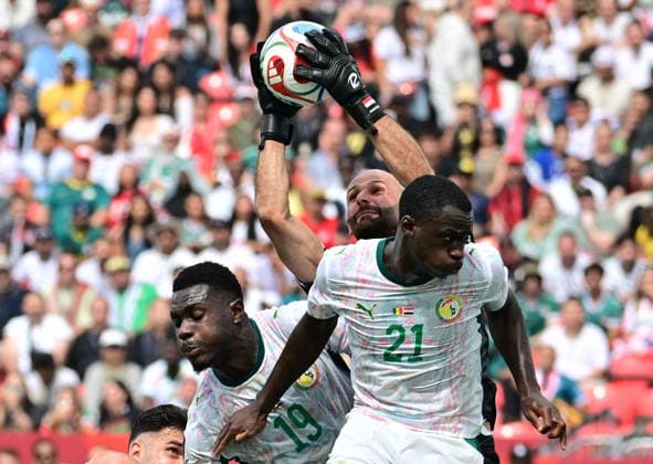 RECORD DATE NOT STATED FIFA World Cup, WM, Weltmeisterschaft, Fussball 2026 - Group I - Senegal vs Iraq Iraq goalkeeper Ahmed Basil (C) in action during the FIFA World Cup 2026 group stage match Senegal against Iraq, in Toronto, Canada, 26 June 2026. TORONTO United States  Copyright: xEDUARDOxLIMAx