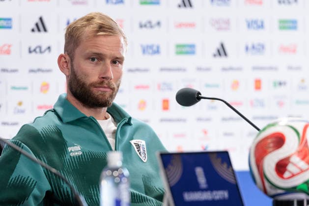 SOCCER - FIFA World Cup, WM, Weltmeisterschaft, Fussball 2026 KANSAS CITY,MISSOURI,USA,26.JUN.26 - SOCCER - FIFA World Cup 2026, group stage, Algeria vs Austria, preview, press conference, PK, Pressekonferenz team AUT. Image shows Konrad Laimer (AUT).  GEPAxpictures xArminxRauthner