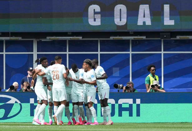 (260627) -- BOSTON, June 27, 2026 -- Players of France celebrate a goal during the group I match between Norway and France at the 2026 FIFA World Cup, WM, Weltmeisterschaft, Fussball at Boston Stadium in Boston, the United States, June 26, 2026. ) (SP)U.S.-BOSTON-FOOTBALL-FIFA WORLD CUP-GROUP I-NOR VS FRA HuangxZongzhi 
