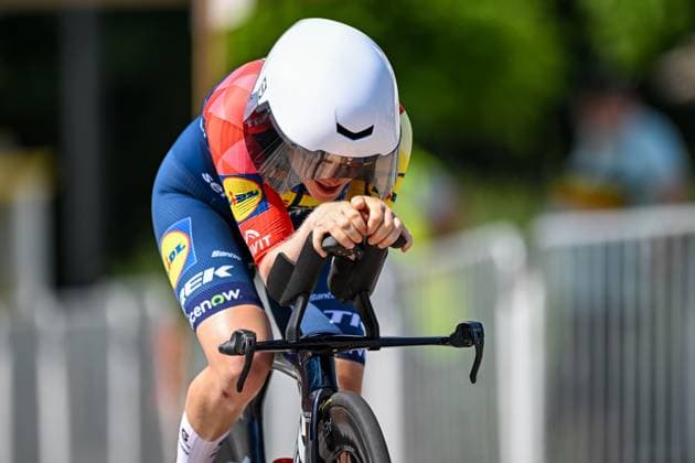 Elite Women Margot Vanpachtenbeke pictured in action during the women s elite individual road time trial race (20,5km) at the Belgian Cycling Championships, in Maarkedal, on Friday 26 June 2026. DAVIDxPINTENS  x179444788x