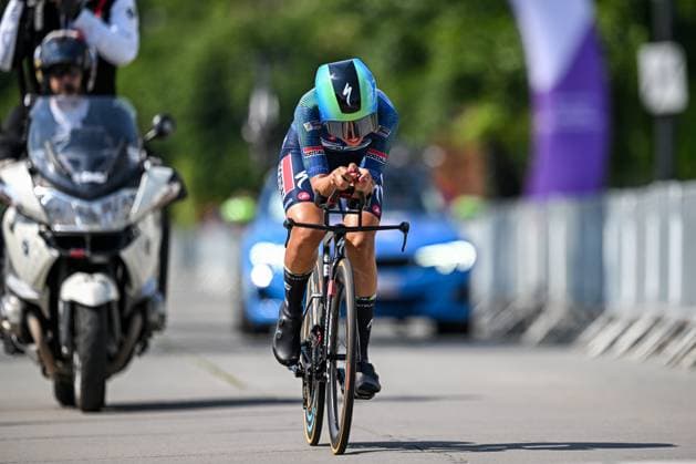 Elite Women Shari Bossuyt pictured in action during the women s elite individual road time trial race (20,5km) at the Belgian Cycling Championships, in Maarkedal, on Friday 26 June 2026. DAVIDxPINTENS  x179444869x
