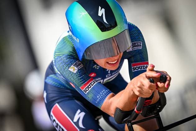 Elite Women Shari Bossuyt pictured in action during the women s elite individual road time trial race (20,5km) at the Belgian Cycling Championships, in Maarkedal, on Friday 26 June 2026. DAVIDxPINTENS  x179444959x