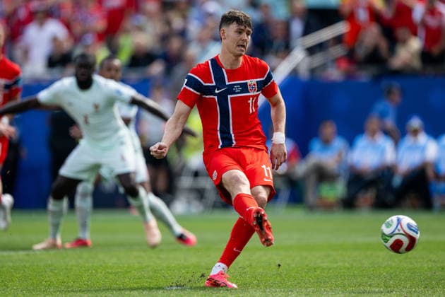 260626 Jorgen Strand Larsen of Norway penalty kick during the FIFA World Cup, WM, Weltmeisterschaft, Fussball 2026 group stage football match between Norway and France on June 26, 2026 in Foxborough. Photo: Jon Olav Nesvold BILDBYRAN COP 217 VG0967 bbeng fotboll football soccer fotball vm fotbolls-vm fotball-vm fotbolls-vm 2026 fifa world cup 2026 norge norway frankrike france boston *** June 26, 2026: Jorgen Strand Larsen of Norway takes a penalty kick during the 2026 FIFA World Cup group stage soccer match between Norway and France on June 26, 2026 in Foxborough. Photo by Jon Olav Nesvold. BILDBYRAN COP 217 VG0967 bbeng soccer football fotball World Cup 2026 FIFA World Cup 2026 Norway Francekrike france boston  Copyright: JONxOLAVxNESVOLD BB260626JE079