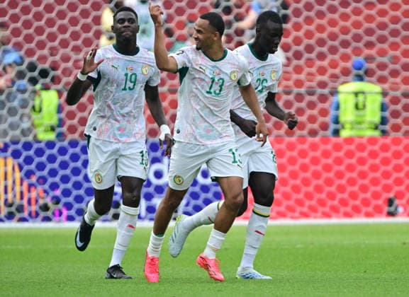 RECORD DATE NOT STATED FIFA World Cup, WM, Weltmeisterschaft, Fussball 2026 - Group I - Senegal vs Iraq Iliman Ndiaye of Senegal (C) celebrates with teammates after scoring the 5-0 goal during the FIFA World Cup 2026 group stage match Senegal against Iraq, in Toronto, Canada, 26 June 2026. TORONTO United States  Copyright: xEDUARDOxLIMAx