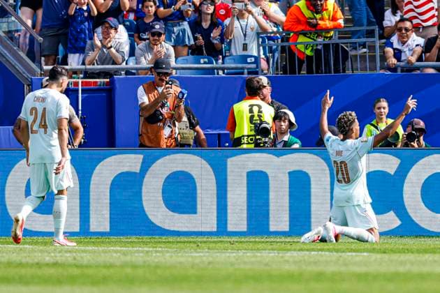 Desire Doue of France celebrates after scoring his teams fourth goal , Group I - FIFA World Cup, WM, Weltmeisterschaft, Fussball 2026, Norway v France, Boston Stadium, June 26, 2026, Boston, United States.