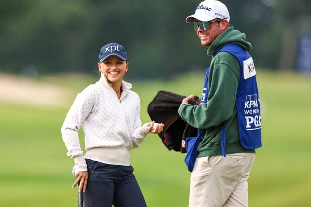Aline Krauter of Germany reacts on the second hole during the second round of the 2026 KPMG Women s PGA, Golf Herren Championship at Hazeltine National Golf Club on June 26, 2026 in Chaska, Minnesota. CSM. Chaska USA - ZUMAc04_ 20260626_zma_c04_008 Copyright: xStevenxGarciax