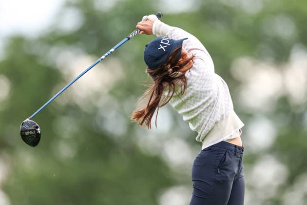 Aline Krauter of Germany hits her tee shot on the third tee during the second round of the 2026 KPMG Women s PGA, Golf Herren Championship at Hazeltine National Golf Club on June 26, 2026 in Chaska, Minnesota. CSM. Golf 2026: KPMG Women s PGA Championship Round Two  - ZUMAc04_ 20260626_zma_c04_012 Copyright: xStevenxGarciax