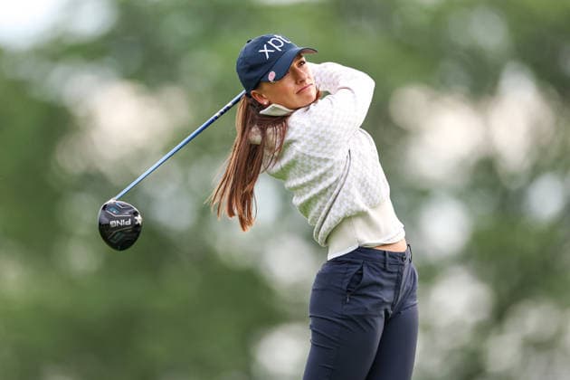 Aline Krauter of Germany hits her tee shot on the third tee during the second round of the 2026 KPMG Women s PGA, Golf Herren Championship at Hazeltine National Golf Club on June 26, 2026 in Chaska, Minnesota. CSM. Chaska USA - ZUMAc04_ 20260626_zma_c04_013 Copyright: xStevenxGarciax