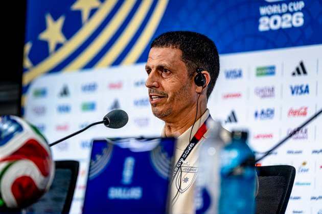 DALLAS - Head coach Jamal Sellami of the Jordan team during the 2026 World Cup, Jordan MD-1 press conference, PK, Pressekonferenz at AT&T Stadium on June 26, 2026, in Dallas, United States. (Photo by Stefan Koops EYE4IMAGES DeFodi Images) - *** DALLAS: Head coach Jamal Sellami of the Jordanian team during the 2026 World Cup, Jordan MD 1 press conference at AT&T Stadium on June 26, 2026, in Dallas, United States. Photo by Stefan Koops, EYE4IMAGES, DeFodi Images