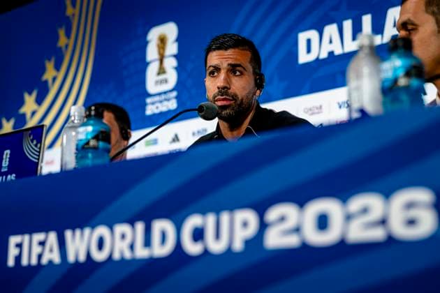 DALLAS - Noor Al-Rawabdeh of Jordan during the 2026 World Cup, Jordan MD-1 press conference, PK, Pressekonferenz at AT&T Stadium on June 26, 2026, in Dallas, United States. (Photo by Stefan Koops EYE4IMAGES DeFodi Images) - *** DALLAS: Noor Al Rawabdeh of Jordan during the 2026 World Cup, Jordan MD 1 Press Conference at AT&T Stadium on June 26, 2026, in Dallas, United States. Photo by Stefan Koops, EYE4IMAGES, DeFodi Images