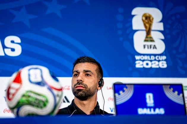 DALLAS - Noor Al-Rawabdeh of Jordan during the 2026 World Cup, Jordan MD-1 press conference, PK, Pressekonferenz at AT&T Stadium on June 26, 2026, in Dallas, United States. (Photo by Stefan Koops EYE4IMAGES DeFodi Images) - *** DALLAS: Noor Al Rawabdeh of Jordan during the 2026 World Cup, Jordan MD 1 Press Conference at AT&T Stadium on June 26, 2026, in Dallas, United States. Photo by Stefan Koops, EYE4IMAGES, DeFodi Images