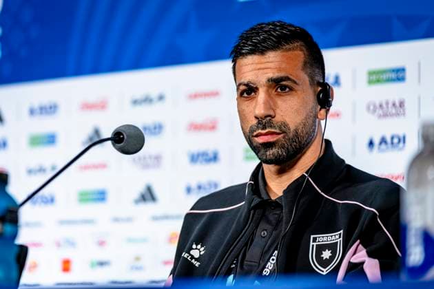 DALLAS - Noor Al-Rawabdeh of Jordan during the 2026 World Cup, Jordan MD-1 press conference, PK, Pressekonferenz at AT&T Stadium on June 26, 2026, in Dallas, United States. (Photo by Stefan Koops EYE4IMAGES DeFodi Images) - *** DALLAS: Noor Al Rawabdeh of Jordan during the 2026 World Cup, Jordan MD 1 Press Conference at AT&T Stadium on June 26, 2026, in Dallas, United States. Photo by Stefan Koops, EYE4IMAGES, DeFodi Images