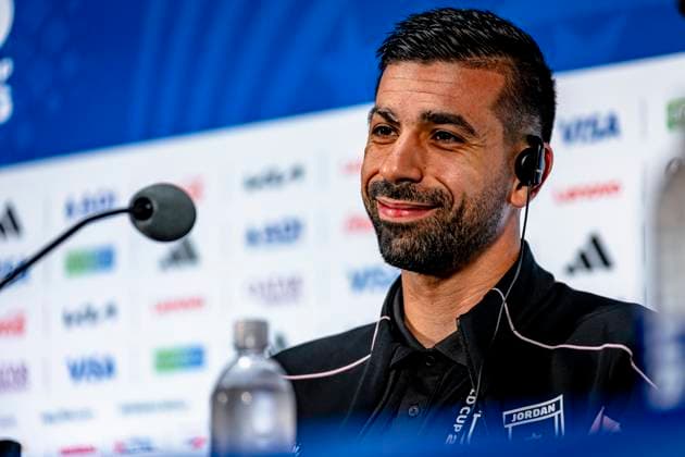 DALLAS - Noor Al-Rawabdeh of Jordan during the 2026 World Cup, Jordan MD-1 press conference, PK, Pressekonferenz at AT&T Stadium on June 26, 2026, in Dallas, United States. (Photo by Stefan Koops EYE4IMAGES DeFodi Images) - *** DALLAS: Noor Al Rawabdeh of Jordan during the 2026 World Cup, Jordan MD 1 Press Conference at AT&T Stadium on June 26, 2026, in Dallas, United States. Photo by Stefan Koops, EYE4IMAGES, DeFodi Images