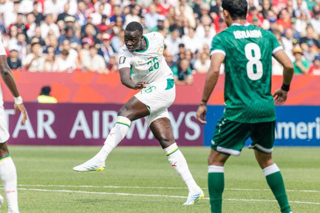Pape Gueye of Senegal scores his team s fourth goal to make the score during the FIFA World Cup, WM, Weltmeisterschaft, Fussball game between Senegal and Iraq at Toronto Stadium on June 26, 2026 in Toronto, Ontario, Canada  Copyright: xCurtisxWongx xSPPx Sportspressphoto_SPR177613