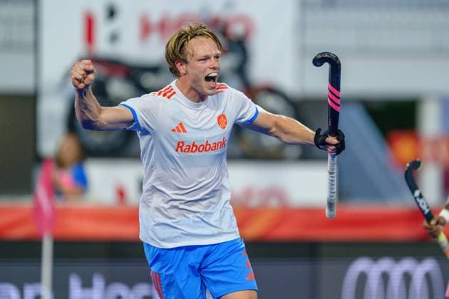 WAVER, 26-06-2026, Belfius Hockey Arena, FIH Hockey Pro League Men, Season 2025-2026. Jip Janssen celebrating the goal scored during the game Netherlands - Australia (men; 2nd match). Netherlands - Australia (men; 2nd match)  x204670512x Copyright: