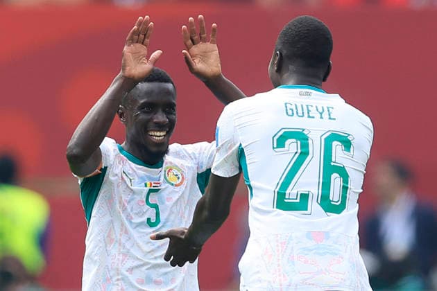 Pape Gueye (R) and Idrissa Gana Gueye of Senegal celebrate a goal in a Group I match of the 2026 FIFA World Cup, WM, Weltmeisterschaft, Fussball between Senegal and Iraq at BMO Field stadium in Toronto, Canada, 26 June 2026. FIFA World Cup 2026 - Group I - Senegal vs Iraq !ACHTUNG: NUR REDAKTIONELLE NUTZUNG!  Copyright: xBienvenidoxVelascox GR5471 20260626-55020723647_1
